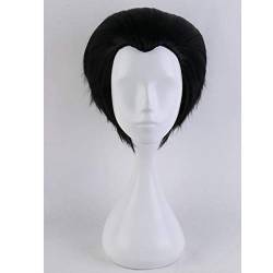 Wig for cosplay Yuri Auf Eis Katsuki Yuri Kurze Schwarze Cosplay Perücke Männer Hitzebeständige Synthetische Anime Haar Slicked-back Kostüm Perücken + Perücke Kappe schwarz perücke 2 von PAXLBF