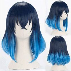 Wig for cosplay anime cosplay perückeDämonentöter Kimetsu Nein Yaiba Nezuko Tanjirou Agatsuma Zenitsu Tomioka Giyuu Inosuke Cosplay Perücken Ohrringe Maske 02 von PAXLBF