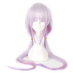 Wig for cosplay anime cosplay perückeHaarteile Mädchen Lange Gerade Farbverlauf Lila 2 Gebunden Zöpfe Zöpfe Flache Pony Anime Comic Festival Cosplay Perücken von PAXLBF