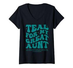 Damen I Wear Teal PCOS Awareness Artikel für Großtante, Produkte, Geschenke T-Shirt mit V-Ausschnitt von PCOS Awareness Shirt Products Items Accessories