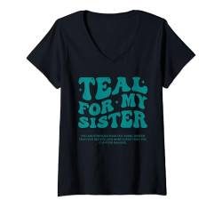 Damen Teal PCOS Awareness Sister Items Produkte Geschenke Accessoires T-Shirt mit V-Ausschnitt von PCOS Awareness Shirt Products Items Accessories