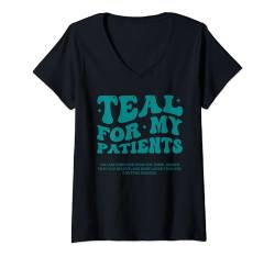 Damen Im September tragen Sie zum PCOS Awareness Month RN Nurse Items in Blaugrün T-Shirt mit V-Ausschnitt von PCOS Awareness Shirt Supporter Products Family