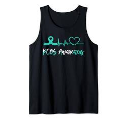 Polyzystisches Ovar-Syndrom PCOS Love Heartbeat Teal Ribbon Tank Top von PCOS Awareness products (Lwaka)