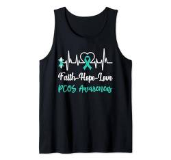 Polyzystisches Ovarsyndrom PCOS Christian Cross Faith Teal Tank Top von PCOS Awareness products (Lwaka)