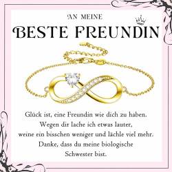 PDTU Beste Freundin Geschenke, Armband Unendlichkeitszeichen Geschenk für Beste Freundin für Freundschaft, Beste Freundin Geschenke zum Geburtstag Abschluss Einschulung Hochzeit Weihnachten, Gold von PDTU