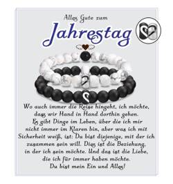 PDTU Jahrestag Geschenk für Ihn und Sie, Herz Paar Partnerarmbänder Geschenk zum Jahrestag für Sie und Ihn, Geschenke für Frauen und Männer als Jahrestag Hochzeitstag Valentinstag Liebes Geschenke von PDTU