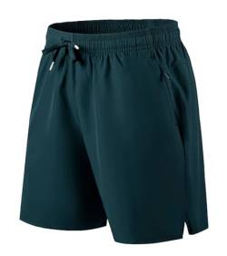 PEGENO Kurze Hosen Herren Laufhose Herren Kurz Schnell Trocknend Reißverschlusstaschen Verstellbare Taille Sporthose Herren Kurz,Dark Green x Large von PEGENO