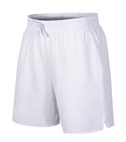 PEGENO Kurze Hosen Herren Laufhose Herren Kurz Schnell Trocknend Reißverschlusstaschen Verstellbare Taille Sporthose Herren Kurz,White xx Large von PEGENO