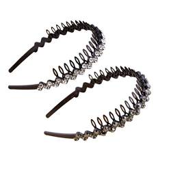 2 stücke Welle Strass Stirnbänder Schöne Zähne Kamm Haarbänder Kristall Haar Hoops for Frauen Mädchen/239 von PENGYONBR