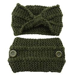 Gestricktes breites Stirnband, elastischer geknoteter Turban mit Knopf, Häkel-Haarbänder, Ohrenwärmer, weich for Kopfwickel for Frauen, geknoteter Kopfwickel for Frauen, dehnbare breite Haarbänder/162 von PENGYONBR