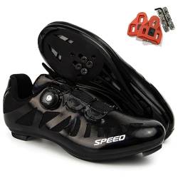 PENXZT Fahrradschuhe Herren MTB Radsportschuhe Kompatibel mit Look SPD SPD-SL Delta Lock Pedal Rennrad Schuhe Draussen,Schwarz,43 EU von PENXZT