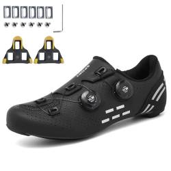 PENXZT Fahrradschuhe für Herren Damen, Rennrad Schuhe Kompatibel mit Peloton Look SPD SPD-SL Delta Cleats, Reitschuhe Drinnen/Draussen Rennradschuhe,Schwarz,36 EU von PENXZT