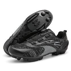 PENXZT MTB Schuhe Herren Radschuhe Mountainbike Fahrradschuhe Kompatibilität Look SPD SPD-SL Delta Lock Pedal atmungsaktiv Cycling Shoes,Schwarz,45 EU von PENXZT