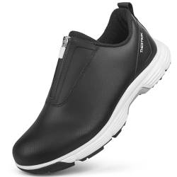 PENXZT wasserdichte Golfschuhe für Damen, professionelle Golf-Sneakers ohne Spikes, leicht, rutschfest, für das Outdoor-Golf-Sporttraining,Schwarz,38 EU von PENXZT