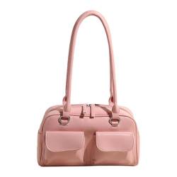 Koreanische Mode PU 1eather Umhängetasche Retro Doppeltasche Unterarmtasche Geldbörse, Pink von PEVive