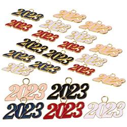 PHENOFICE 25 Stück 2023 2023 Anhänger Mini-Perlen 2023 Quastenanhänger Mini-Zubehör bastelzeug silvester gastgeschenk 2023 Abschlussfeier Charms 2023 Schmuckanhänger Legierung Golden von PHENOFICE