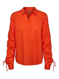 PIECES Damen Pcbrenna Ls Detail Shirt Bc, Red Orange, S von PIECES