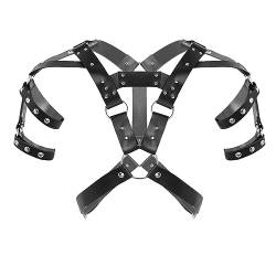 PIIKNUO Herren Harness Brustgurt Leder Brust Harness Punk Männer Brust Geschirr Fetisch Erotik Brust Geschirr Dessous Fetisch Bandage Kostüme Brustgeschirr Gay Reizvolle Bondage von PIIKNUO