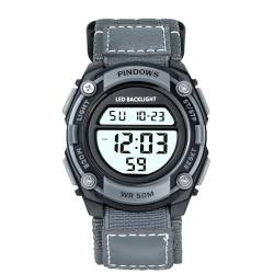 PINDOWS wasserdichte Digital-Sportuhren für Herren, Chronograph, Nylonband, multifunktionale Unisex-Armbanduhr mit LED-Hintergrundbeleuchtung, Alarmfunktion, Stoppuhr, Kalender. von PINDOWS