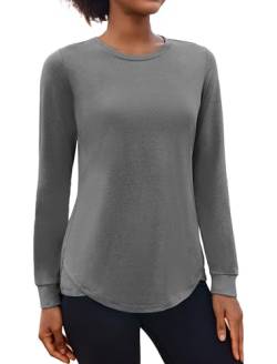 PINSPARK Sport Bluse Damen Langarm Laufshirt Rundhalsausschnitt Sweatshirt Athletisch Lässig Fitness Workout Tops von PINSPARK