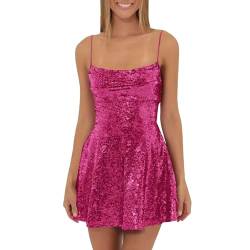 PINTUTU Pailletten Kleider Damen Ärmellos Elegant Glitzer Kurz Minikleider Wickelkleid Sexy Bodycon Party Festliches Club Abendkleider Cocktailkleid Partykleid Party von PINTUTU