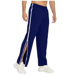 Reha Hose Damen Herren Seitlich Zu Öffnen Baggy Trainingshose mit Seitlichem und Reißverschluss Am Bein Weites Bein Schnellfickerhose Druckknöpfen Sporthose Freizeithose Breite Jogginghose Sportswear von PINTUTU