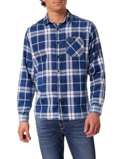 PIONEER AUTHENTIC JEANS Herren Oberhemd Langarm Shirt 1/1Kent | Männer Hemd | Gemustert | Regular Fit | Stone Wash Washed | Indigo Washed 0000 6864 | XXL von PIONEER AUTHENTIC JEANS