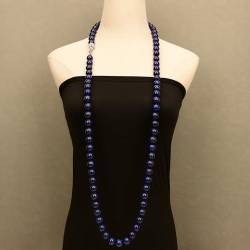 PIUHRKLEVD 50" Heavy Jewelry Stone 14MM Blue Round Long Necklace Clasp For Women von PIUHRKLEVD