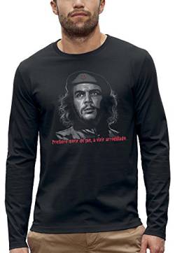 PIXEL EVOLUTION T-Shirt mit langen Ärmeln, Parodie Che Guevara für Herren, Schwarz , 58 von PIXEL EVOLUTION