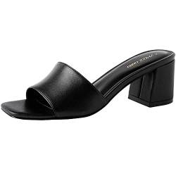 PIZZ ANNU Pantoletten Damen Mit Absatz Bequem Sandalen Damen Sommer Elegant Sandaletten Damen Mit Absatz Sommerschuhe Damen Mit Absatz Schwarz EU 42 von PIZZ ANNU