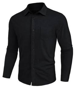 PJ PAUL JONES Herren Button Down Hemd Regular Fit Langarm mit Taschen Cord Hemd Schwarz L von PJ PAUL JONES