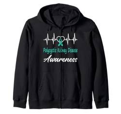 Polyzystische Nierenerkrankung PKD Warrior Heartbeat Love Teal Kapuzenjacke von PKD Awareness products (Lwaka)