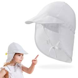 PLABBDPL Unisex Baby Sonnenhut mit Verstellbarer Kinnriemen und Nackenschutz, Baby-Sommermütze Baumwolle Anti-UV UPF 50+, M：48-54cm (2 anni~6 anni) von PLABBDPL