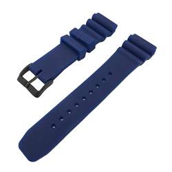 PLACKE 22mm Diving Watchband Gummi -Armband Bandband Gurt wasserdichte Männer Männer Ersatz schwarz Schnalle Uhrzubehör (Color : Blue-B, Size : 22mm) von PLACKE