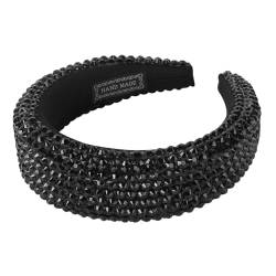 PLAFOPE 1stk Schwamm Strass Stirnband Spitze Breites, Gepolstertes Stirnband Breites Glitzer-haarband Muschel Barockes Stirnband Diamantgepolstertes Stirnband Bands Mode Strasssteine Black von PLAFOPE