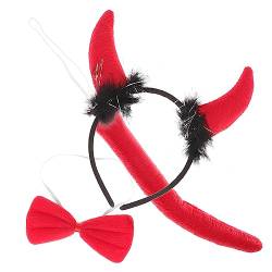 PLAFOPE 2Satz tierisches Stirnband Zubehör-Kit Stirnband mit Teufelshörnern Hörner Stirnband halloween costume halloween kleidung Performance-Haarreifen Party-Cosplay-Versorgung Stoff Weiß von PLAFOPE