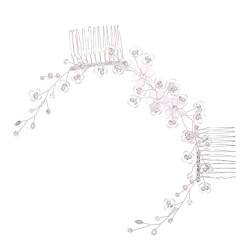 PLAFOPE Blumenkamm aus Kristall haarschmuck haircharm Hochzeitsreise prom Blumenstirnbänder Brautkopfschmuck Haargummi Haar Damen Haarkamm Hochzeitskopfschmuck ， Weiß von PLAFOPE