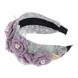 PLAFOPE Stirnband Haarband Blumenstirnbänder Für Mädchen Stirnbänder Für Damen Valentins-stirnbänder Für Erwachsene Valentinstag-stirnbänder Für Erwachsene Violett Stoff von PLAFOPE