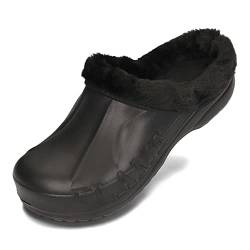 PLAME Herren Eva Clogs Gefüttert Warme Hausschuhe Gartenschuhe 41-46 EU (Schwarz, EU Schuhgrößensystem, Erwachsene, Numerisch, M, 42) von PLAME