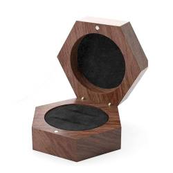 Luxuriöse Elegante Aufbewahrungsbox Für Ringe Aus Robustem Holz Stilvolles Wohnaccessoire Aus Plüsch Für Den Täglichen Gebrauch Von Verlobungsringen von PLCPDM