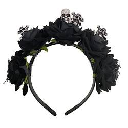 Modischer Haarreif mit Totenkopf-Motiv, Blumenform, Bühnenparty, Halloween, für Damen und Mädchen von PLCPDM