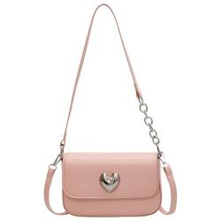 PLCPDM Unterarmtasche aus PU-Leder, vielseitige Schultertasche, Umhängetasche, lässige Handtasche für Damen und Mädchen, rose von PLCPDM