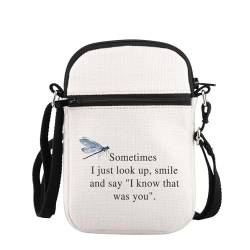 PLITI Libellen-Gedenkgeschenk, Beileidsgeschenk "Sometimes I Just Look Up Smile and Say I Know That was You", Umhängetasche mit Libellen-Motiv, Sometimes Dragonfly Zcbagu, 8.26×5.7×0.78inches von PLITI