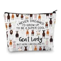 PLITI Make-up-Tasche für Ziegenliebhaber, Geschenk für Ziegenmutter, Ziegenbauer, verrückte Ziege, Dame, Tierliebhaber, Geschenk mit Ziegenmotiv, Cool Goat Ladyu, modisch von PLITI