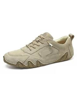 Modische Freizeitschuhe für Damen, Retro-Leder, leicht, Outdoor-Sport-Sneaker für Wandern, Trailing, beige, Einheitsgröße von PMVRTHQV