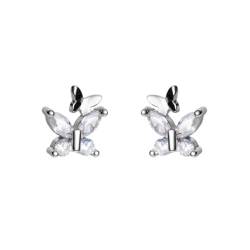 S925 Sterling Silber Studed Schmetterling Ohrringe, Süße und Kleine Ohr Zubehör, PMVRTHQV, Silber von PMVRTHQV