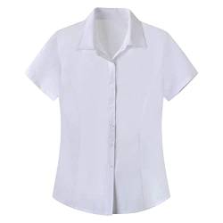 PODOLIXIA Bluse Damen Slim fit - Elegante Damenbluse für Business und Freizeit Arbeit Hemdbluse Kurzärmeliges Formelle Hemden Knopfleiste Button-Down-Hemden von PODOLIXIA