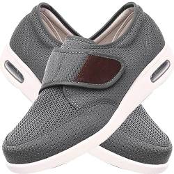 Herrenschuhe Hoher Spann Herren Schuhe mit Klettverschluss Aerosoft Schuhe Damen Senioren Schuhe Herren Schuhe Extra Breite Füße Schuhe Extra Weit Herren (Color : Gray, Size : 43.5 EU) von POFH