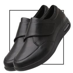 POFH Damen Herren Diabetiker Wanderschuhe PU Leder Ödem-Schuhe für Geschwollene Füße Fußgewölbe Unterstützung Orthopädische Sneaker für Diabetiker (Color : Black, Size : 45 EU) von POFH