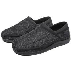 POFH Herren Damen Arthritis Ödem Verstellbare Verschluss Sandalen Extra Weit Klettverschuß Freizeitschuhe Bequemer Rehaschuhe für Senioren Diabetiker schuhe, Diabetiker Hausschuhe(Black,46 EU) von POFH